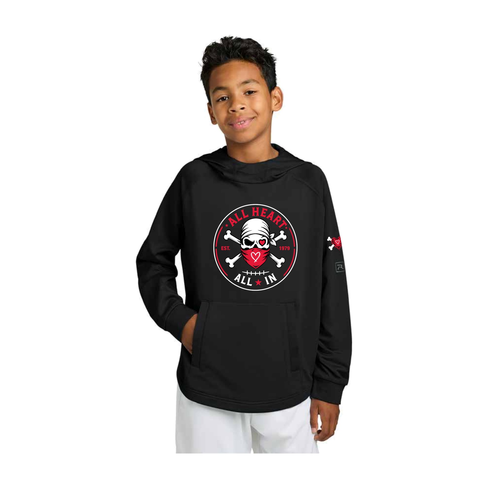 ALL HEART ALL IN PERFORMANCE HOODIE — YOUTH — Black