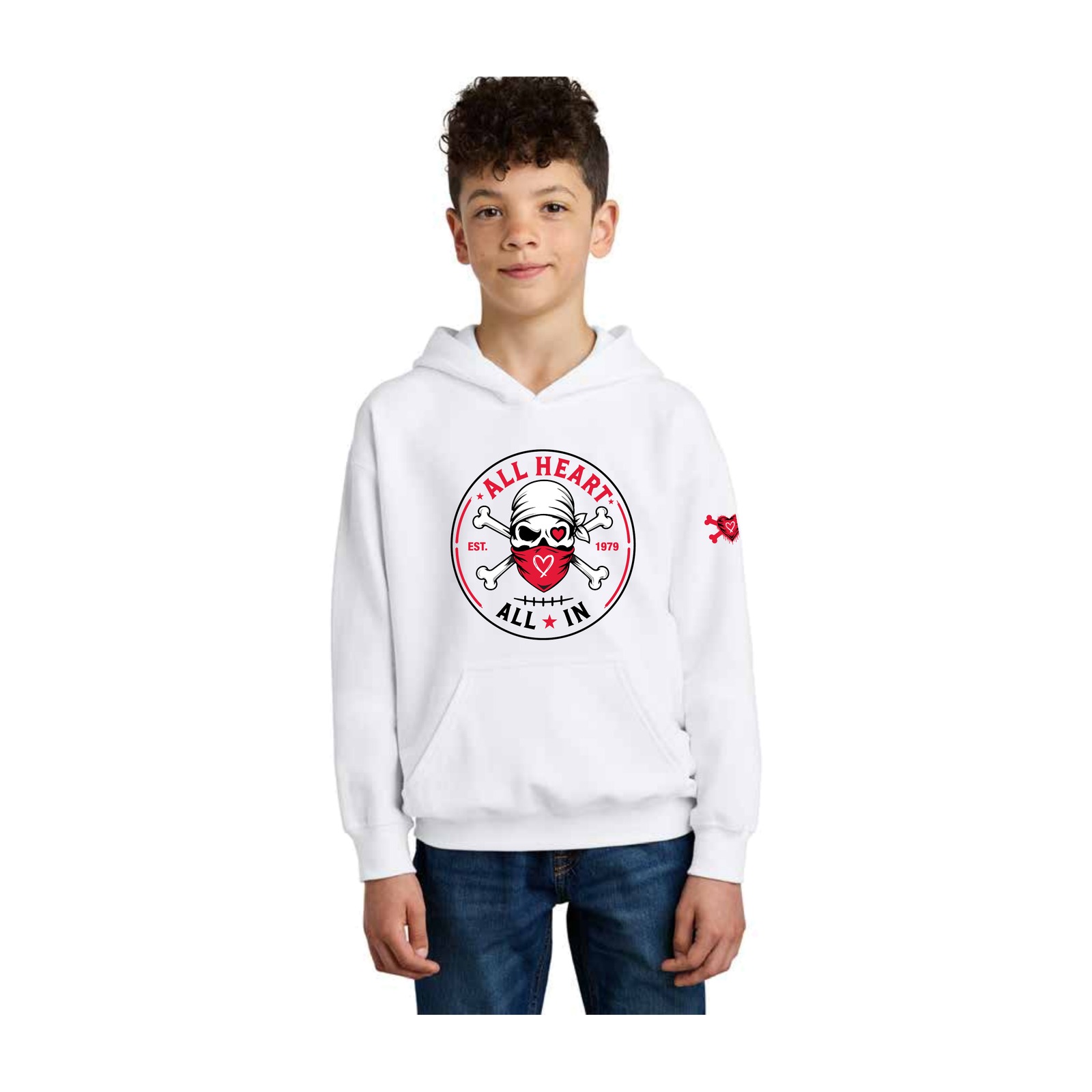 ALL HEART ALL IN FLEECE HOODIE — YOUTH — White